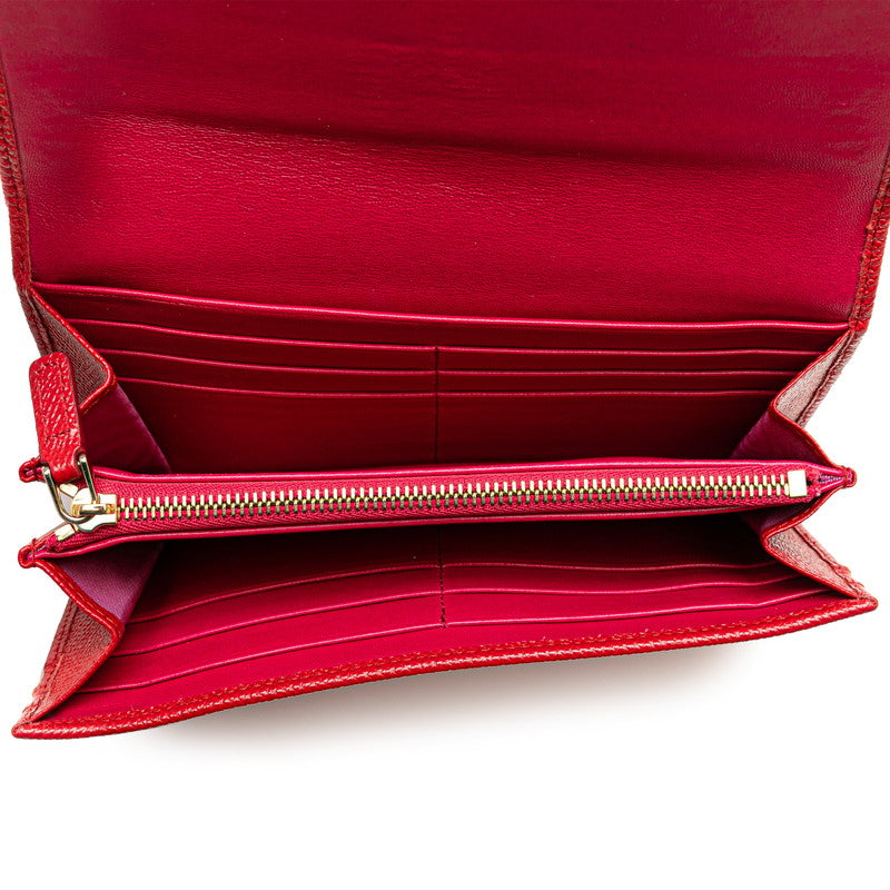 Bvlgari Leather Long Wallet Red in Very Good Condition