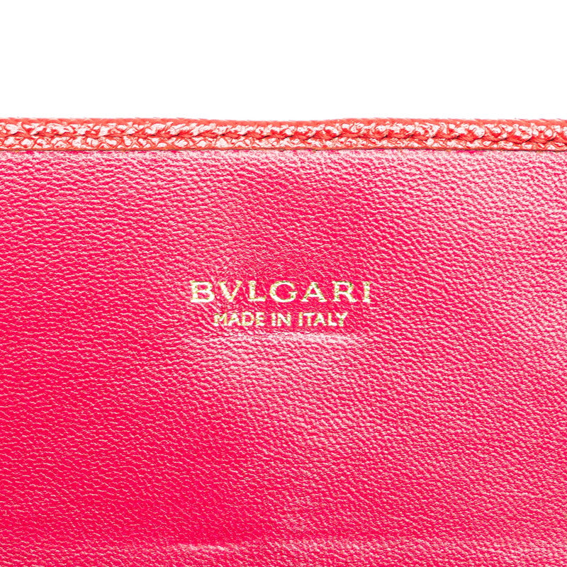 Bvlgari Leather Long Wallet Red in Very Good Condition