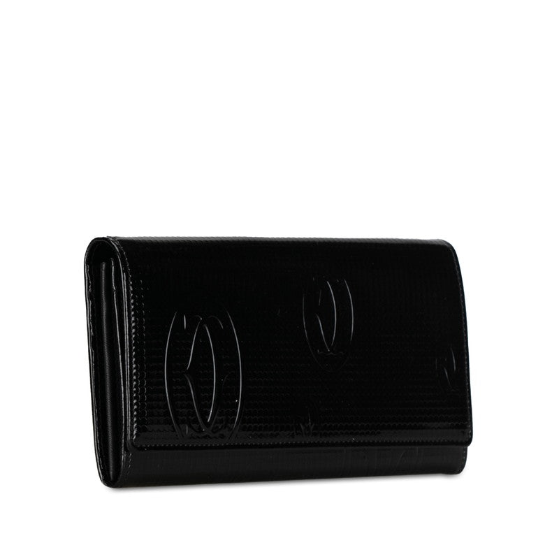 Cartier Happy Birthday Patent Leather Long Wallet Black