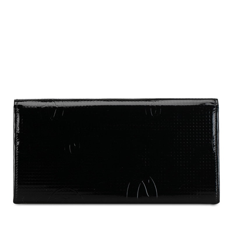 Cartier Happy Birthday Patent Leather Long Wallet Black