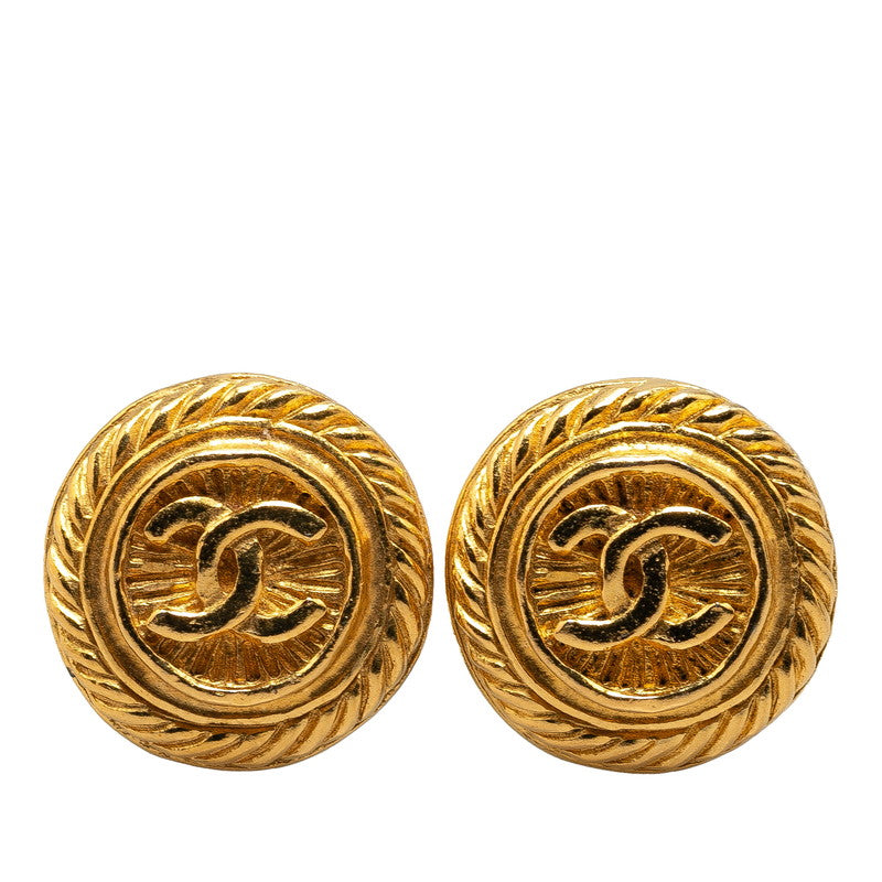 Chanel Coco Mark Round Earrings Gold