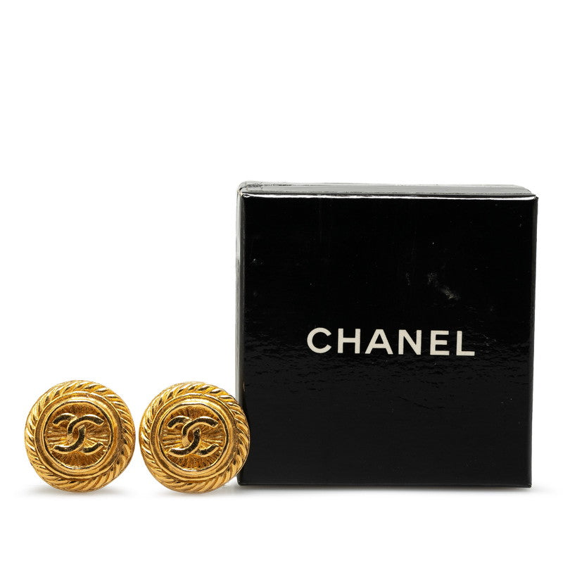 Chanel Coco Mark Round Earrings Gold