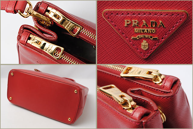 Prada Saffiano 2way Handbag/Shoulder Bag Red in Pristine Condition