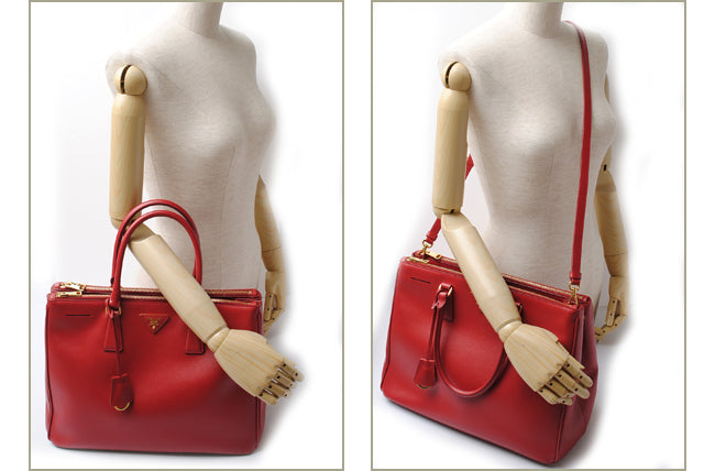 Prada Saffiano 2way Handbag/Shoulder Bag Red