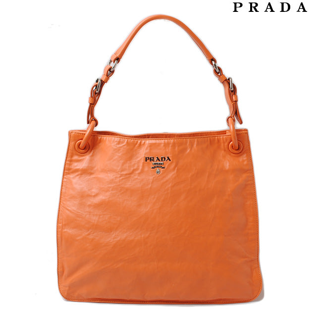 Prada Vintage Leather Tote/Shoulder Bag Light Orange in Great Condition