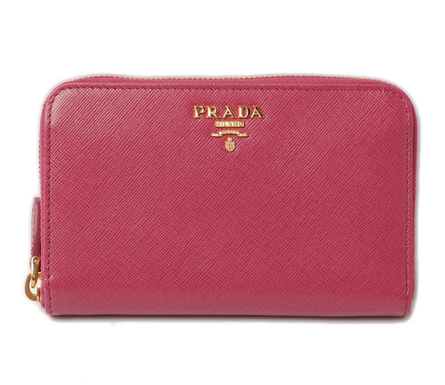 Prada Saffiano Metal Folding Wallet Fuchsia Pink in Pristine Condition