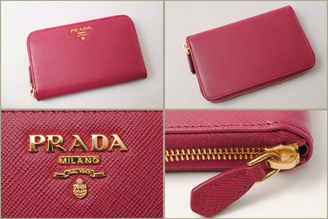 Prada Saffiano Metal Folding Wallet Fuchsia Pink in Pristine Condition