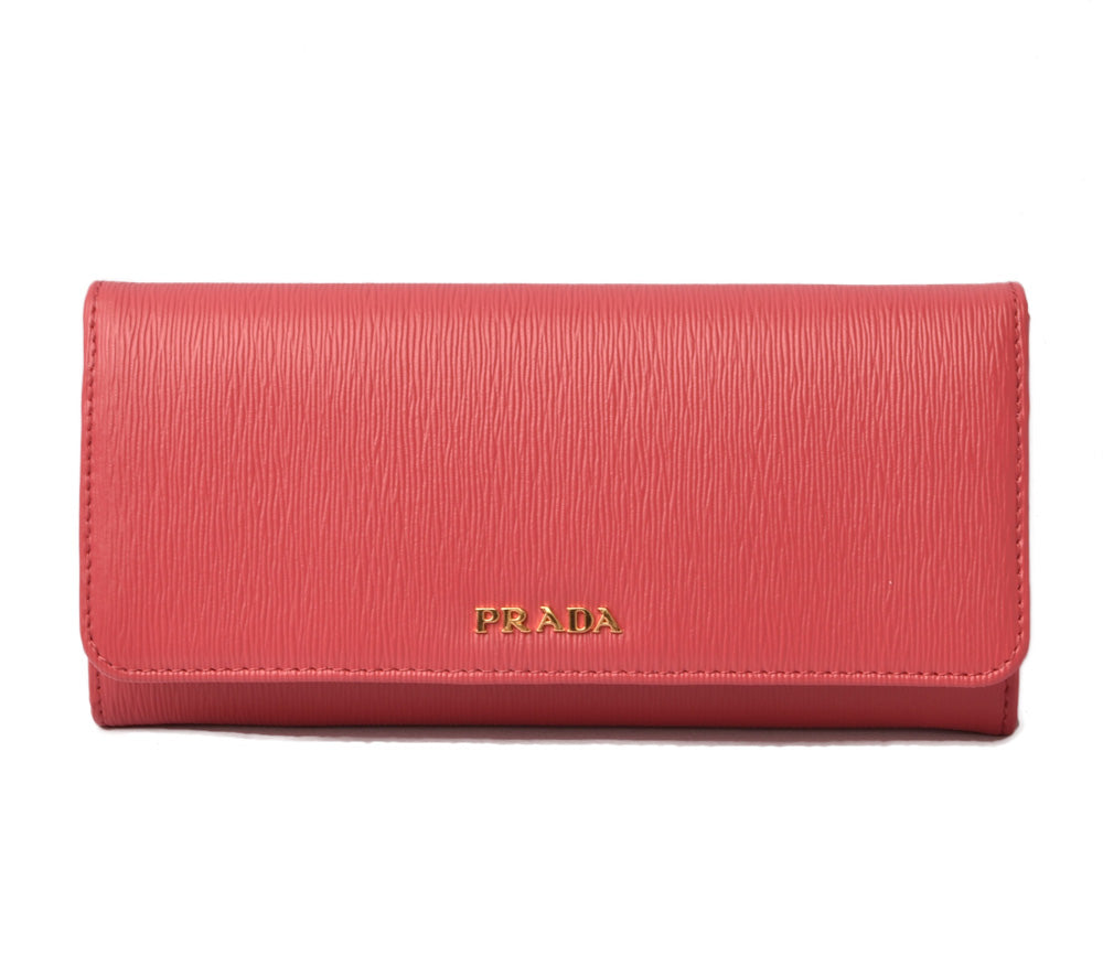 Prada Leather Long Wallet with Pass Case 1MH132 in Pristine Condition