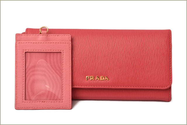 Prada VITELLO MOVE Leather Long Wallet with Pass Case 1MH132 in Pristine Condition