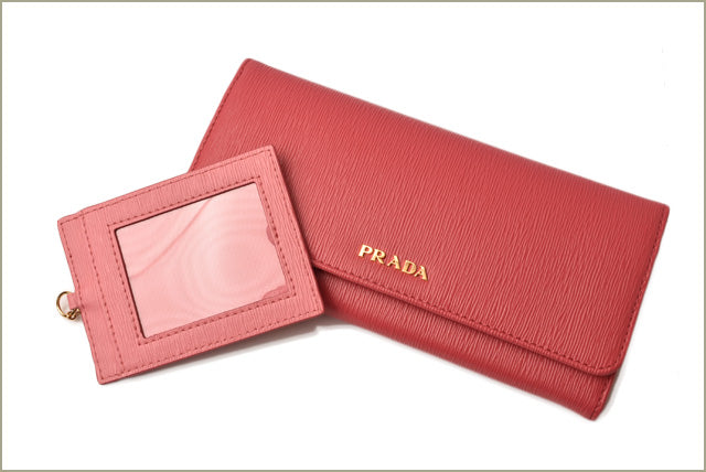 Prada VITELLO MOVE Leather Long Wallet with Pass Case 1MH132 in Pristine Condition