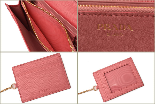 Prada VITELLO MOVE Leather Long Wallet with Pass Case 1MH132 in Pristine Condition