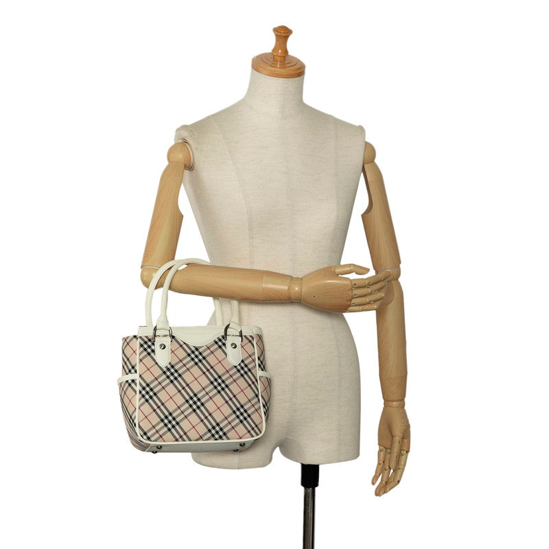 Burberry Nova Check Canvas Leather Handbag