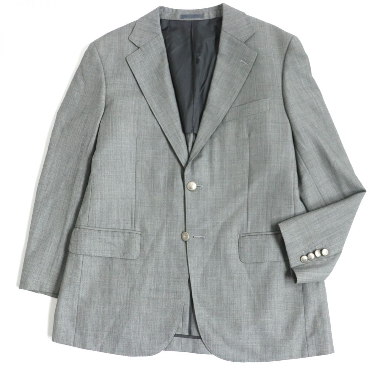 Burberry Herringbone Silk Blend Single Jacket Grey