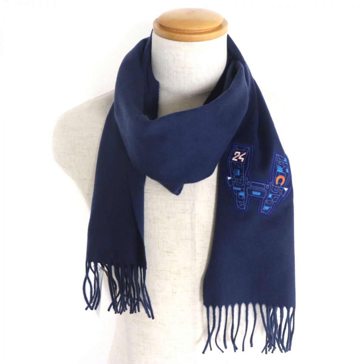 HERMES Space Univesify 100% Cashmere Scarf, Navy