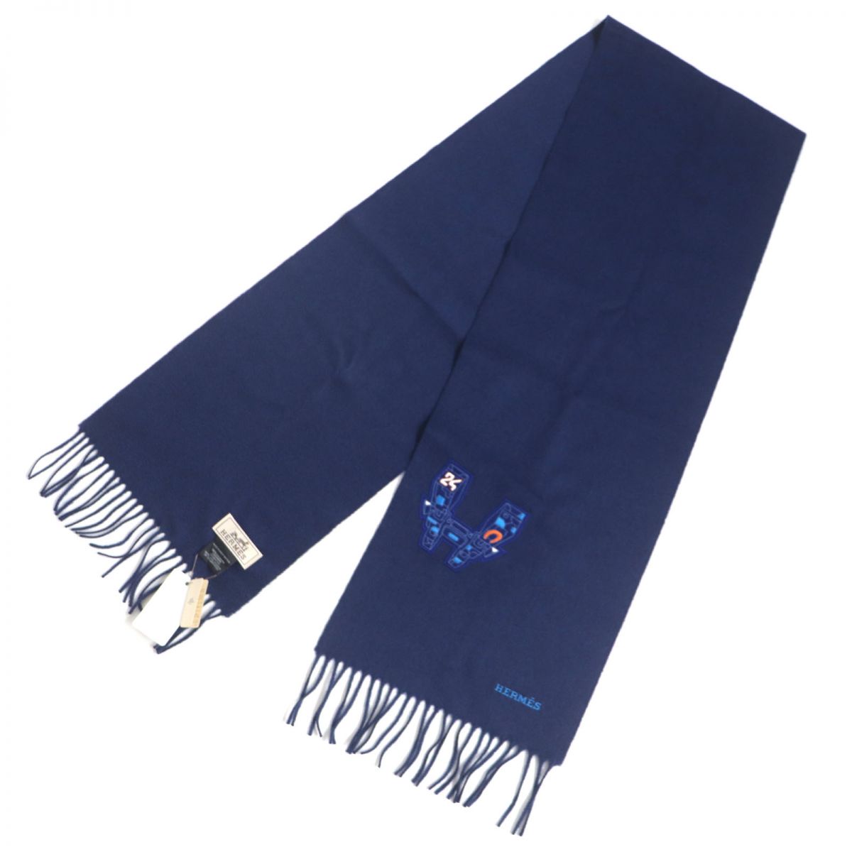 HERMES Space Univesify 100% Cashmere Scarf, Navy