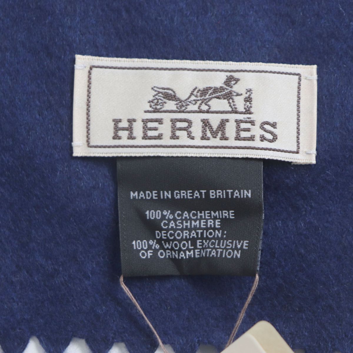 HERMES Space Univesify 100% Cashmere Scarf, Navy