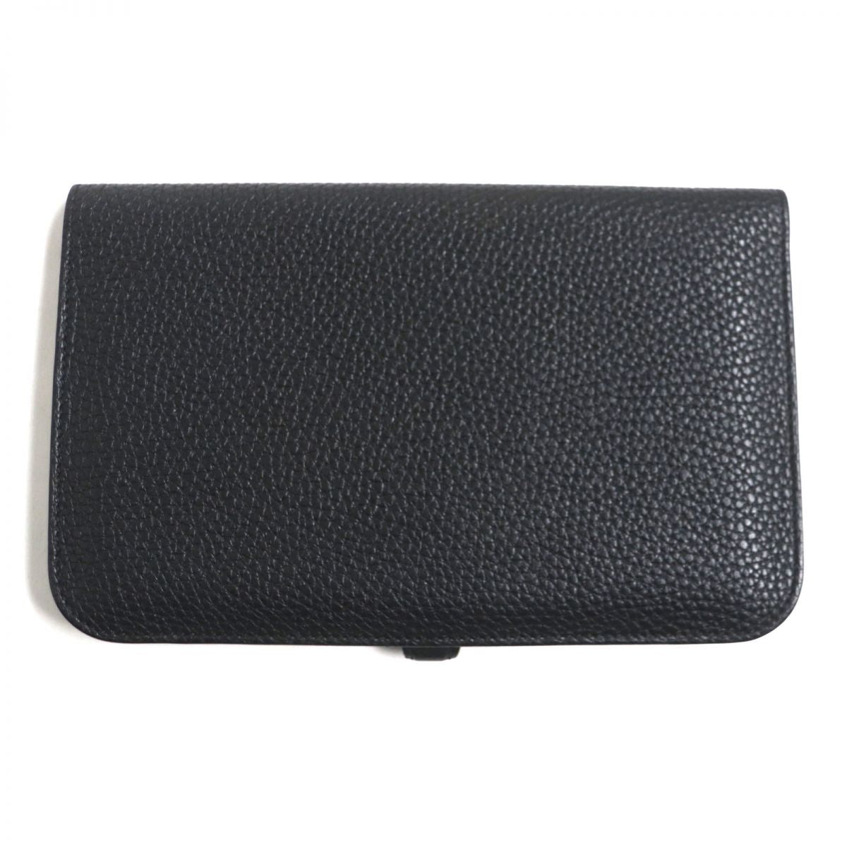 HERMES Dogon GM Leather Wallet Black