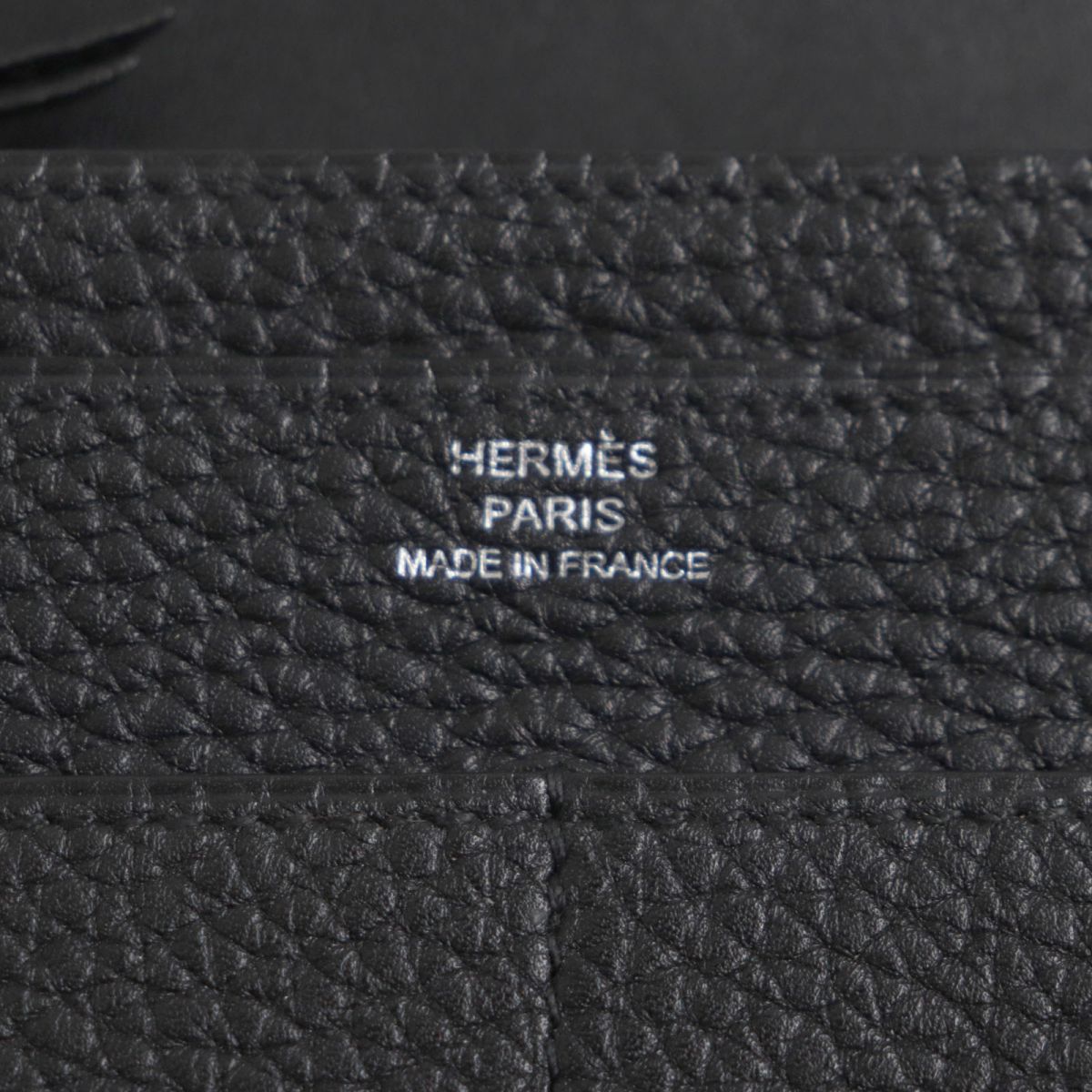 HERMES Dogon GM Leather Wallet Black