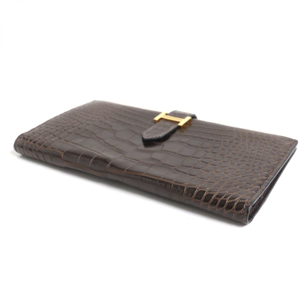 Hermes Bearn Alligator Leather Long Wallet