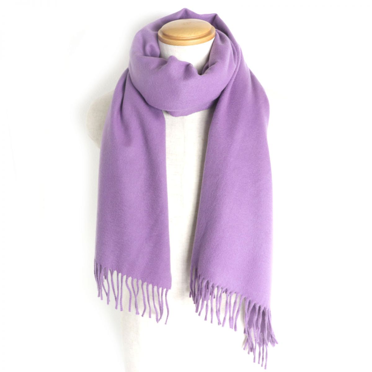 Hermes Cashmere Logo Fringe Shawl/Scarf Purple