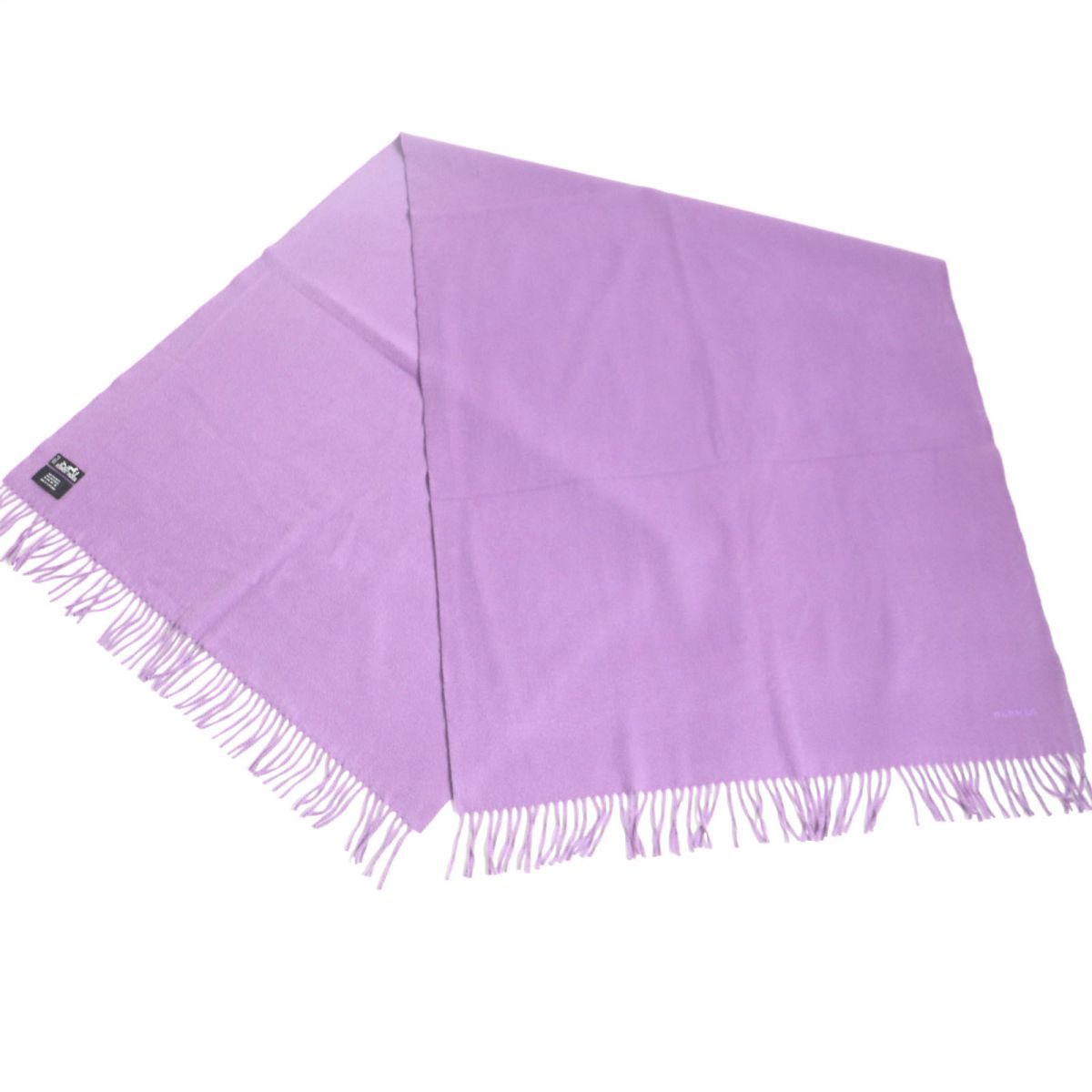 Hermes Cashmere Logo Fringe Shawl/Scarf Purple