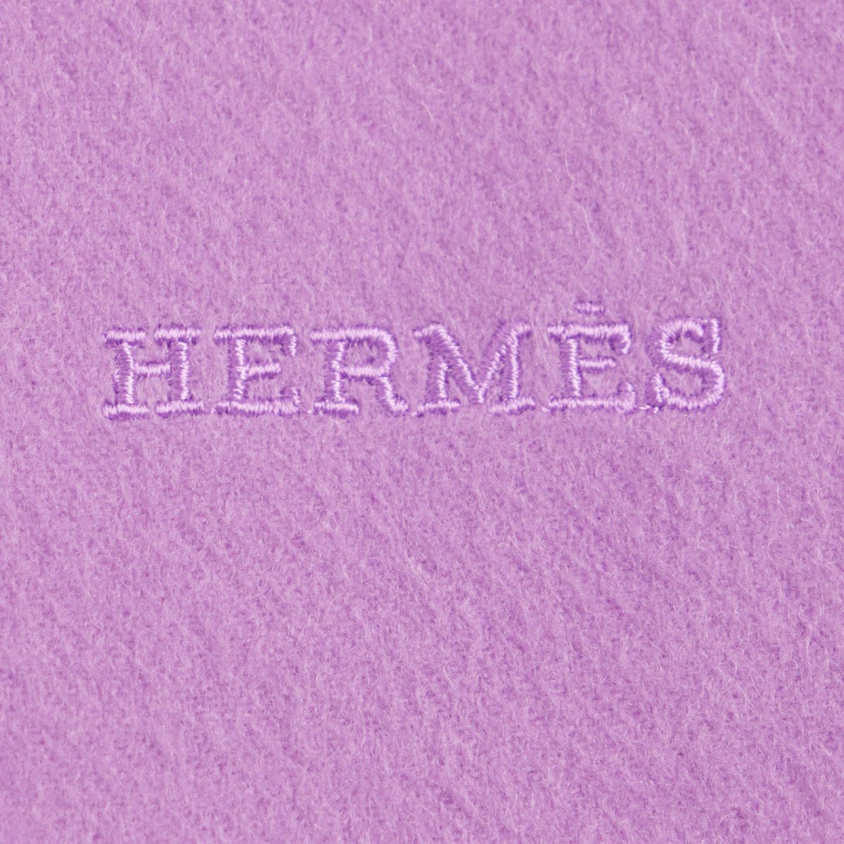 Hermes Cashmere Logo Fringe Shawl/Scarf Purple