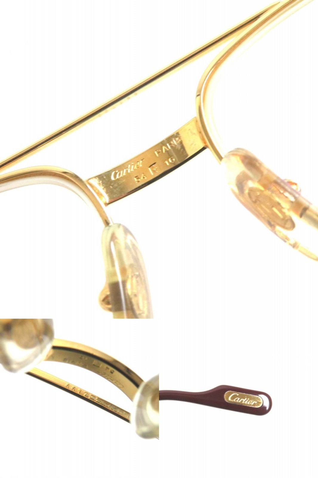 Cartier Santos Two-Bridge Glasses, Gold x Bordeaux