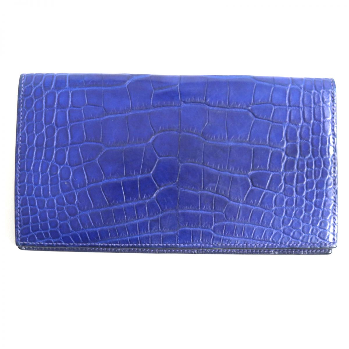 Hermes Crocodile Leather Long Wallet Blue