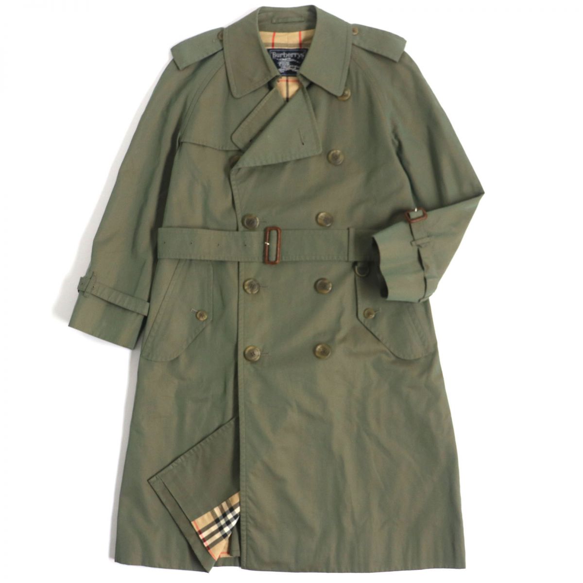 Burberry Vintage Nova Check Trench Coat Khaki S