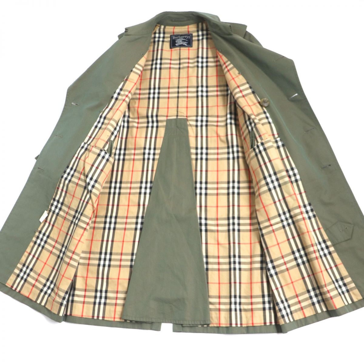 Burberry Vintage Nova Check Trench Coat Khaki S