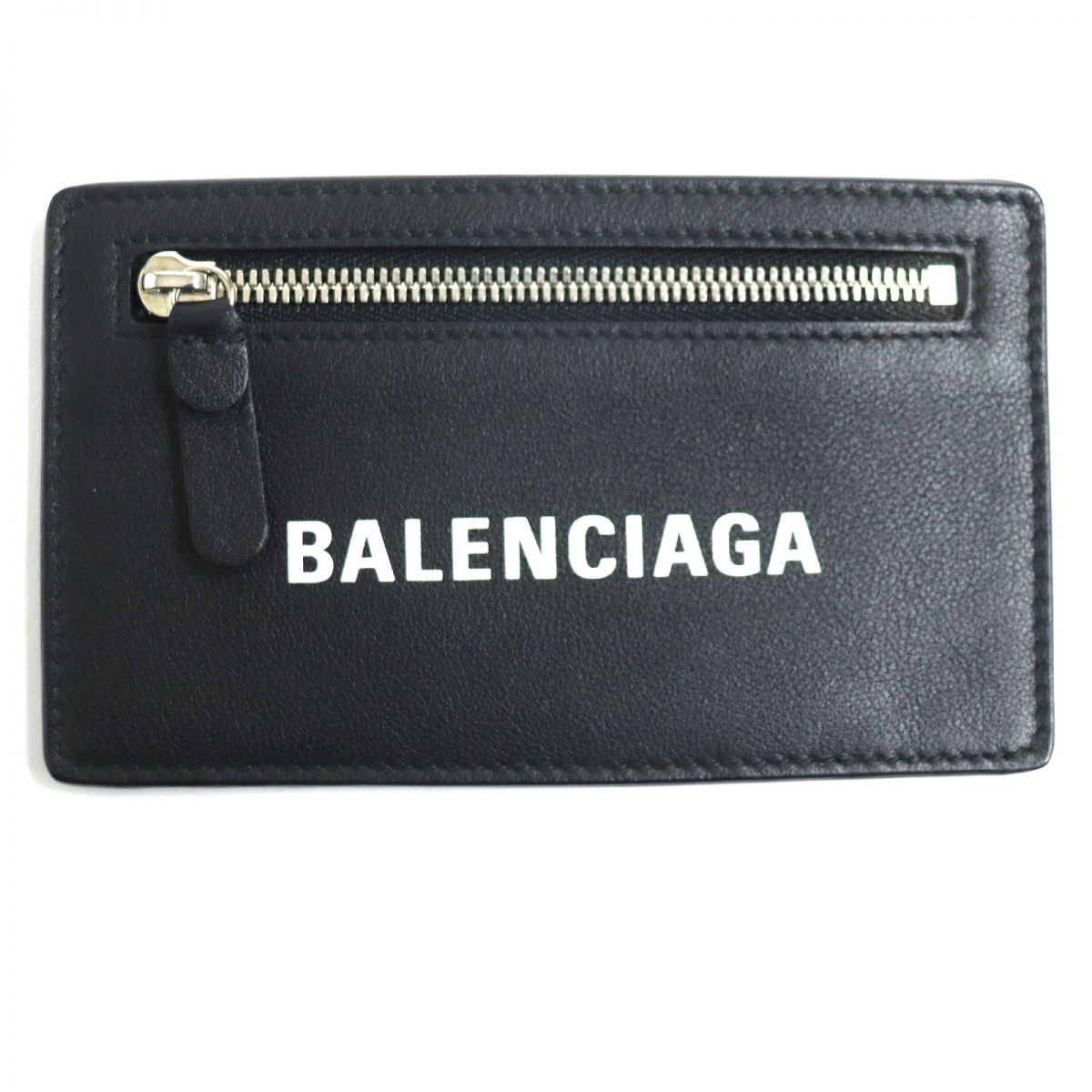 Balenciaga Logo Leather Coin/Card Case Black