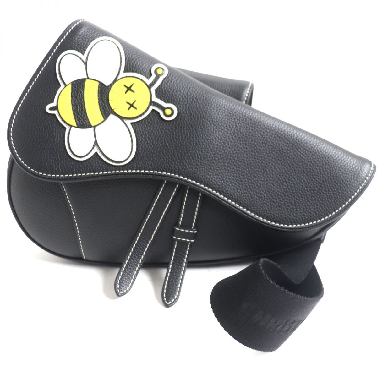 Dior Kaws Bee Leather Saddle Body Bag Black