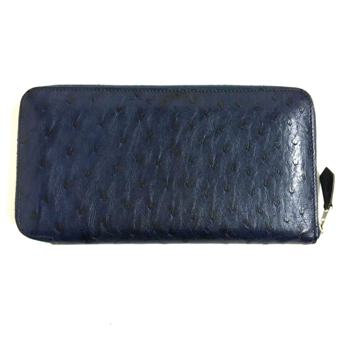 Hermes Azap Long Ostrich Leather Wallet Blue