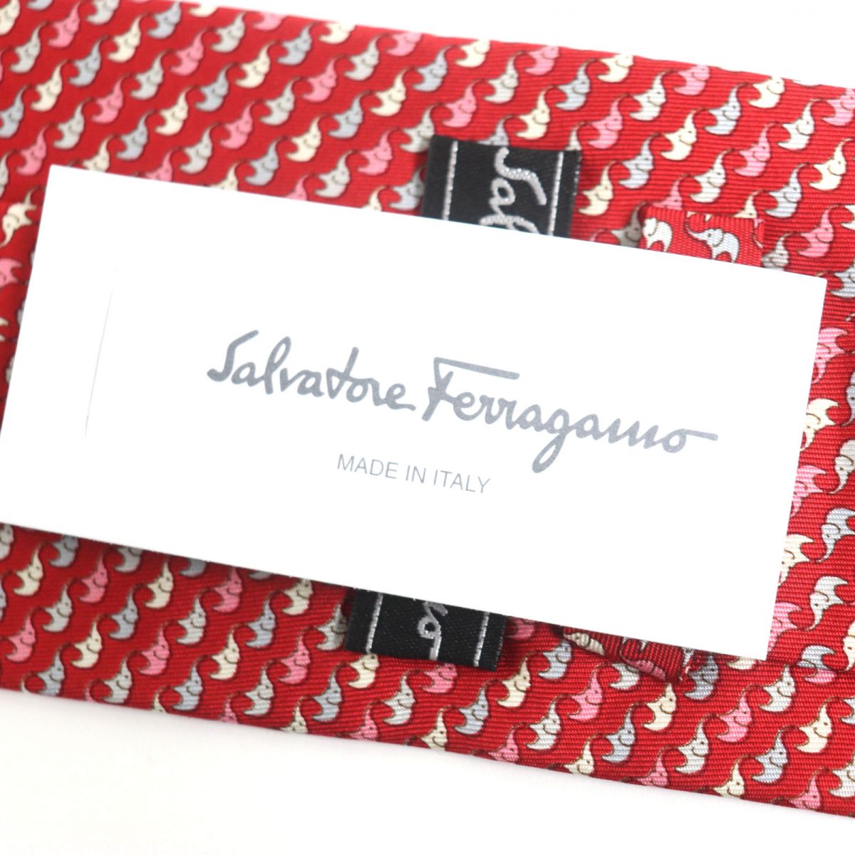 Salvatore Ferragamo Elephant Silk Tie, Red