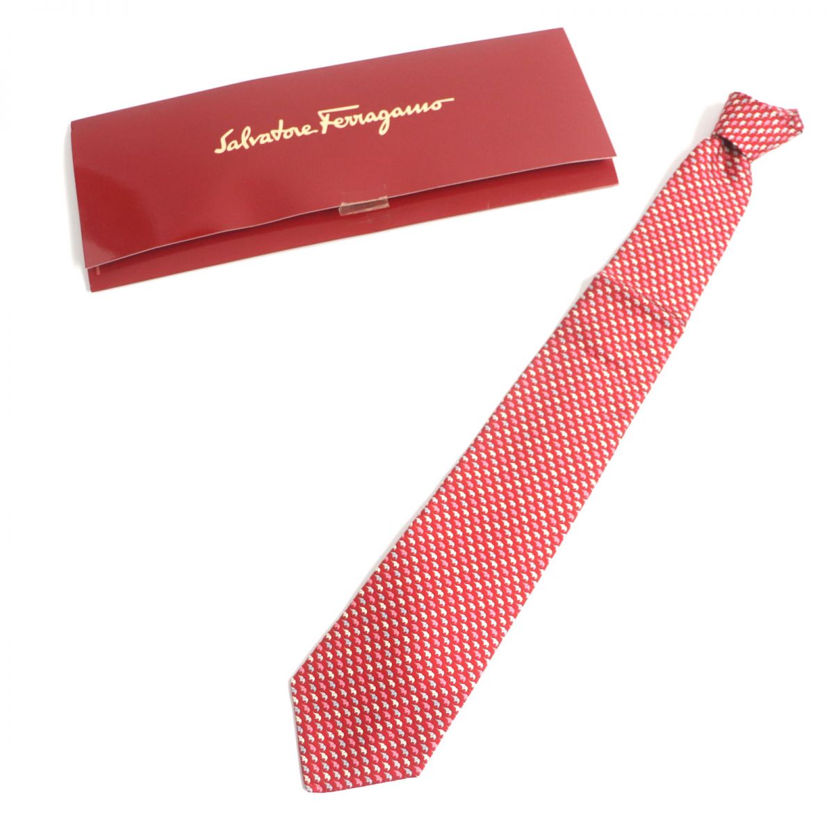 Salvatore Ferragamo Elephant Silk Tie, Red