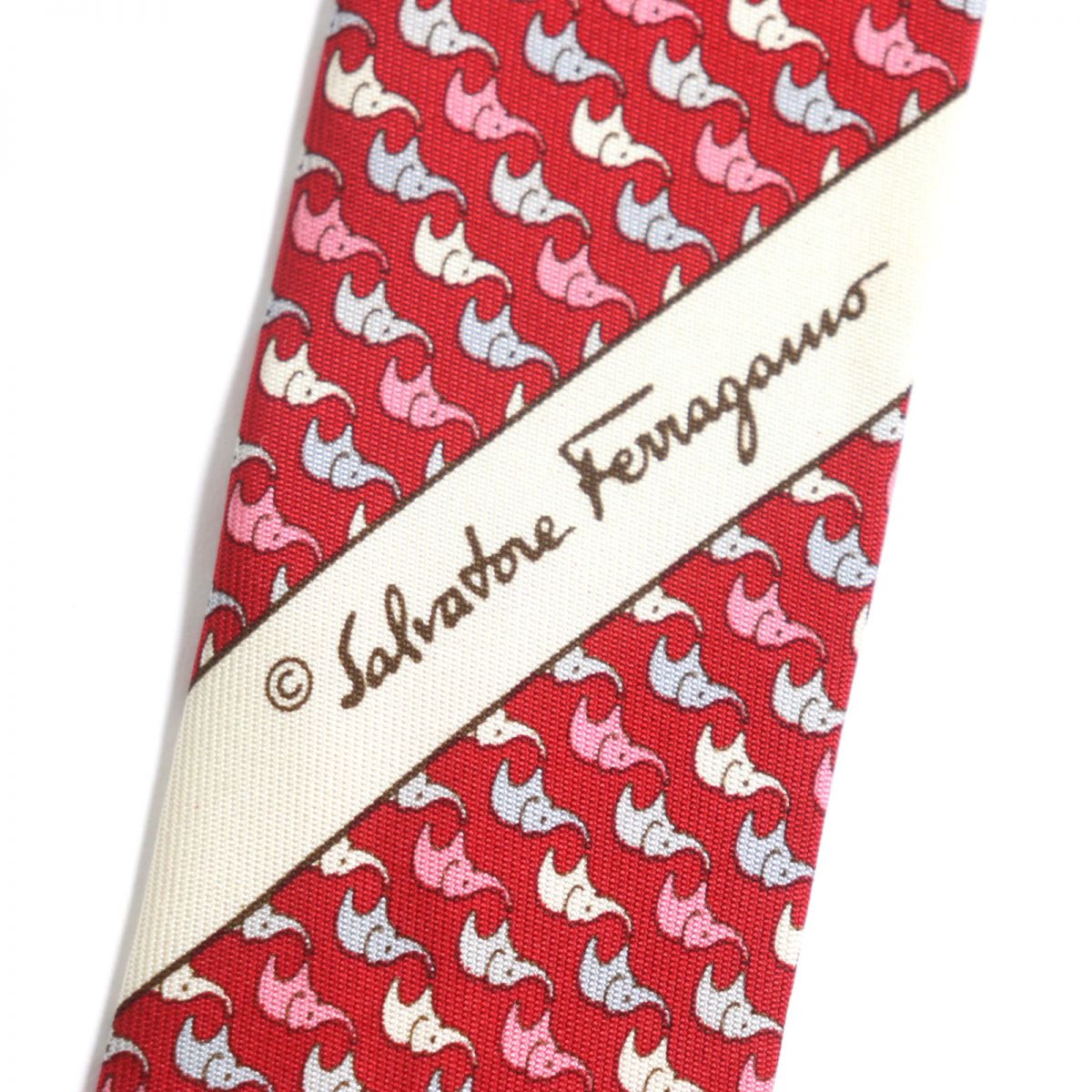 Salvatore Ferragamo Elephant Silk Tie, Red