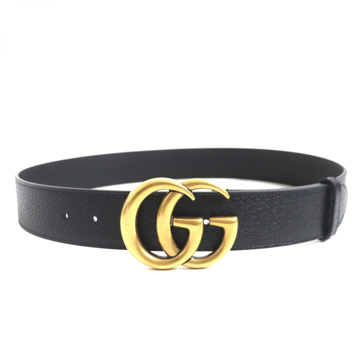 Gucci GG Marmont Calf Leather Belt Black Gold