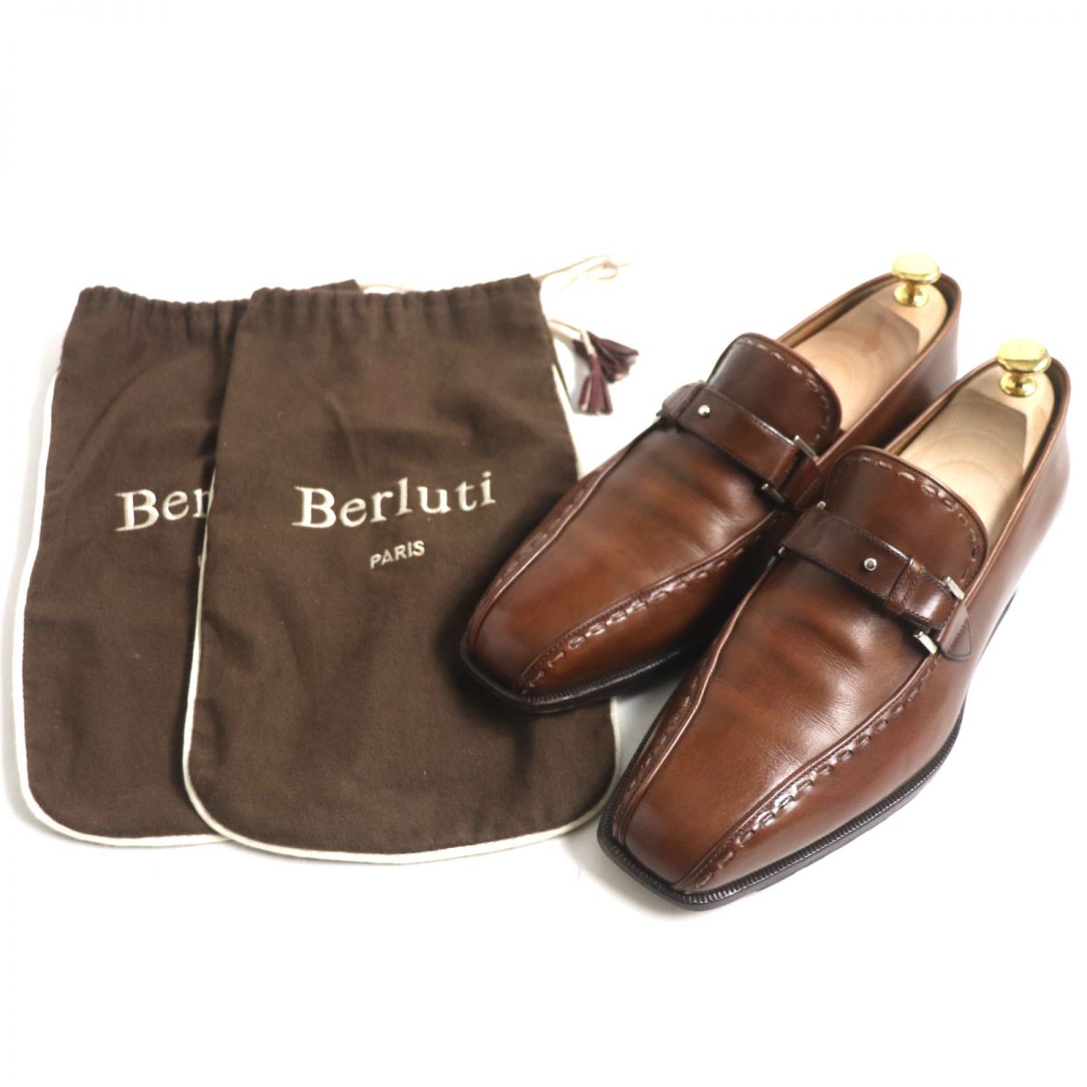 Berluti Dandy Sauvage Monk Strap Leather Shoes Brown 8