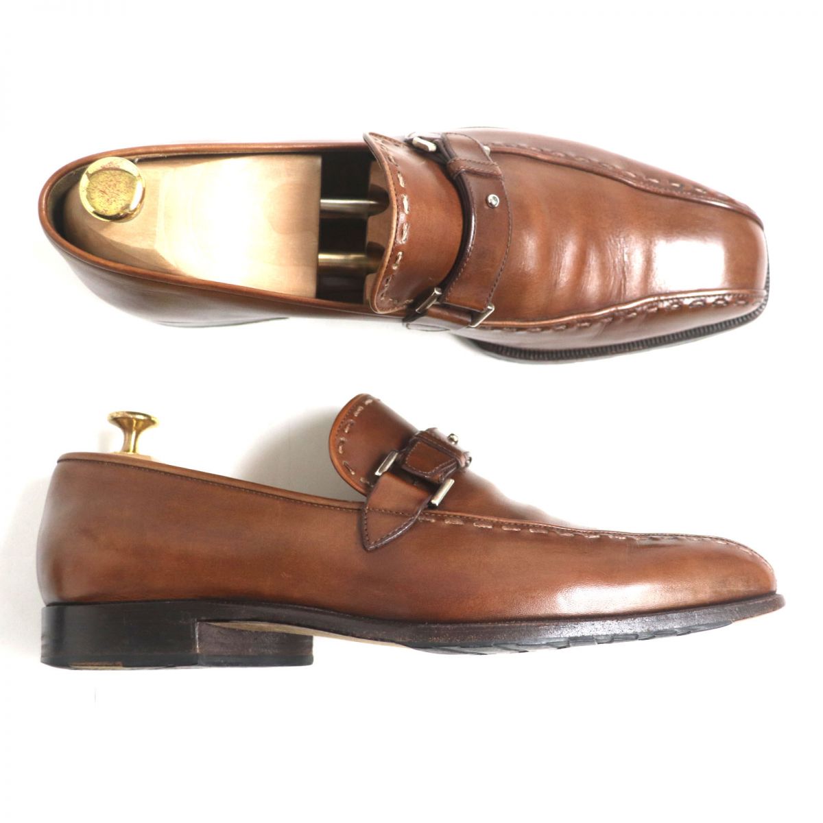 Berluti Dandy Sauvage Monk Strap Leather Shoes Brown 8