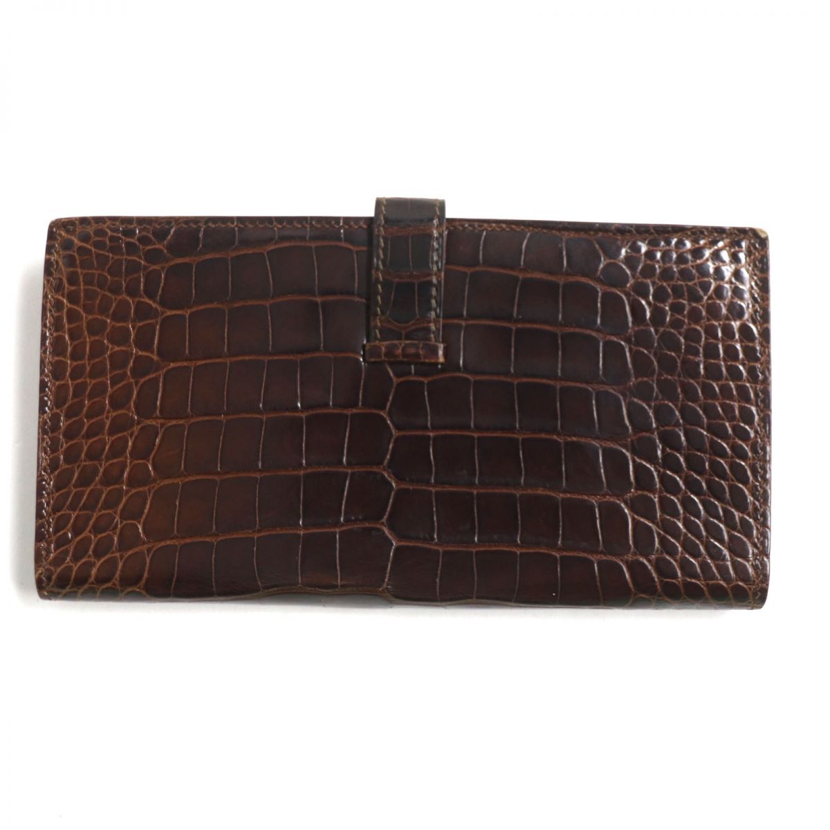 Hermes Bearn Souffle Crocodile Leather Wallet