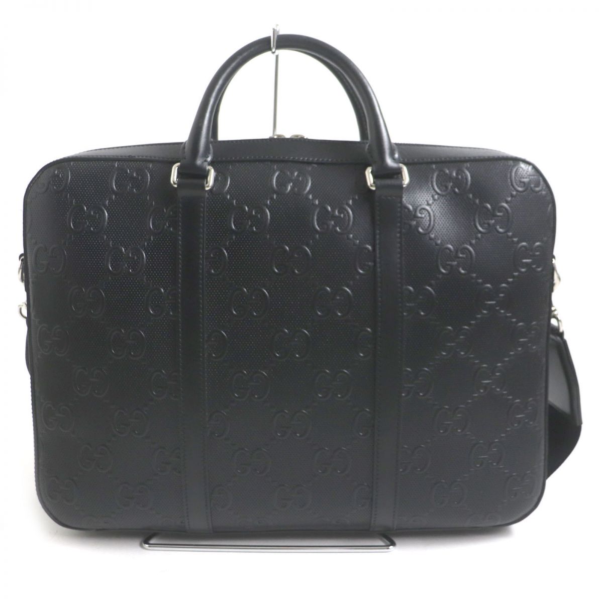 Gucci GG Embossed Leather 2WAY Briefcase Black