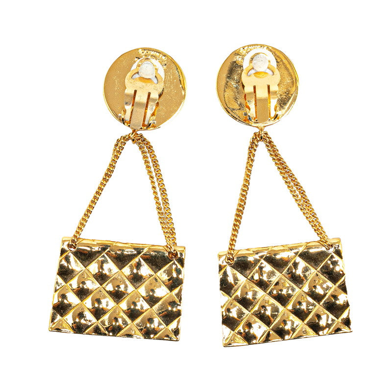 Chanel Coco Mark Matelasse Bag 31 Rue Cambon Paris Earrings Gold Plated in Great Condition