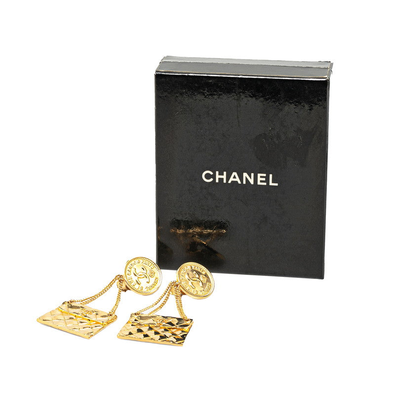 Chanel Coco Mark Matelasse Bag 31 Rue Cambon Paris Earrings Gold Plated in Great Condition