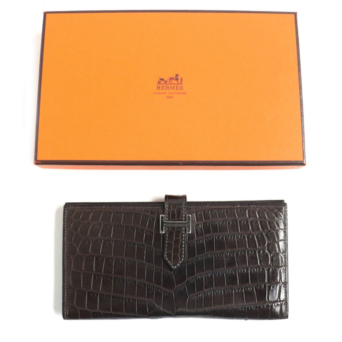 Hermes Bearn Niloticus Crocodile Leather Wallet