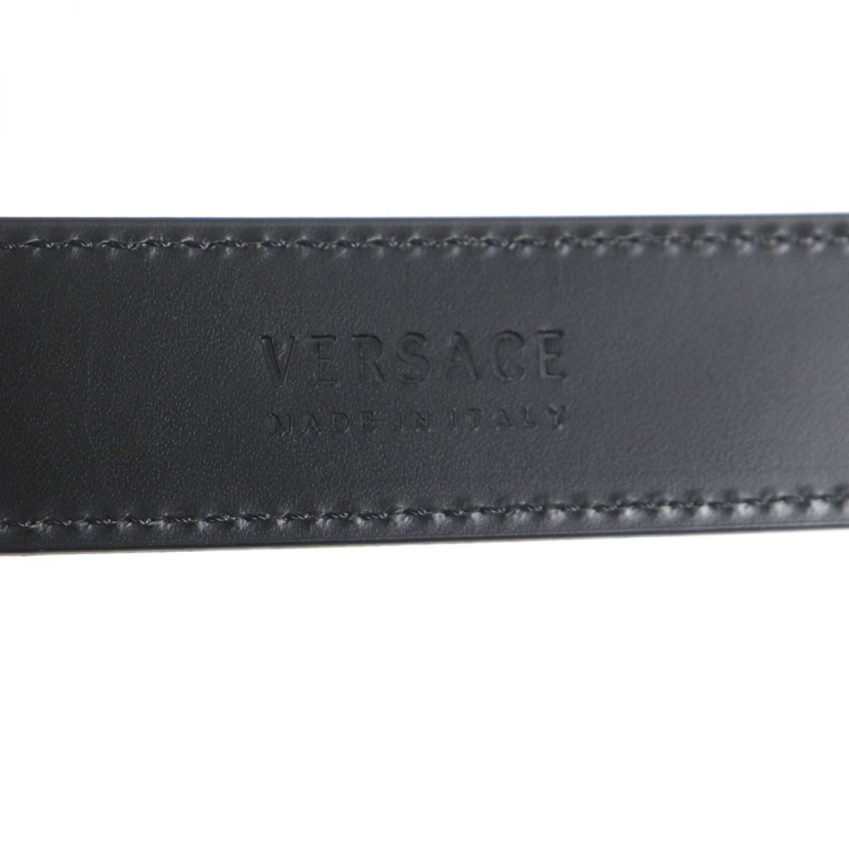 Versace Medusa Silver Gold Buckle Leather Belt