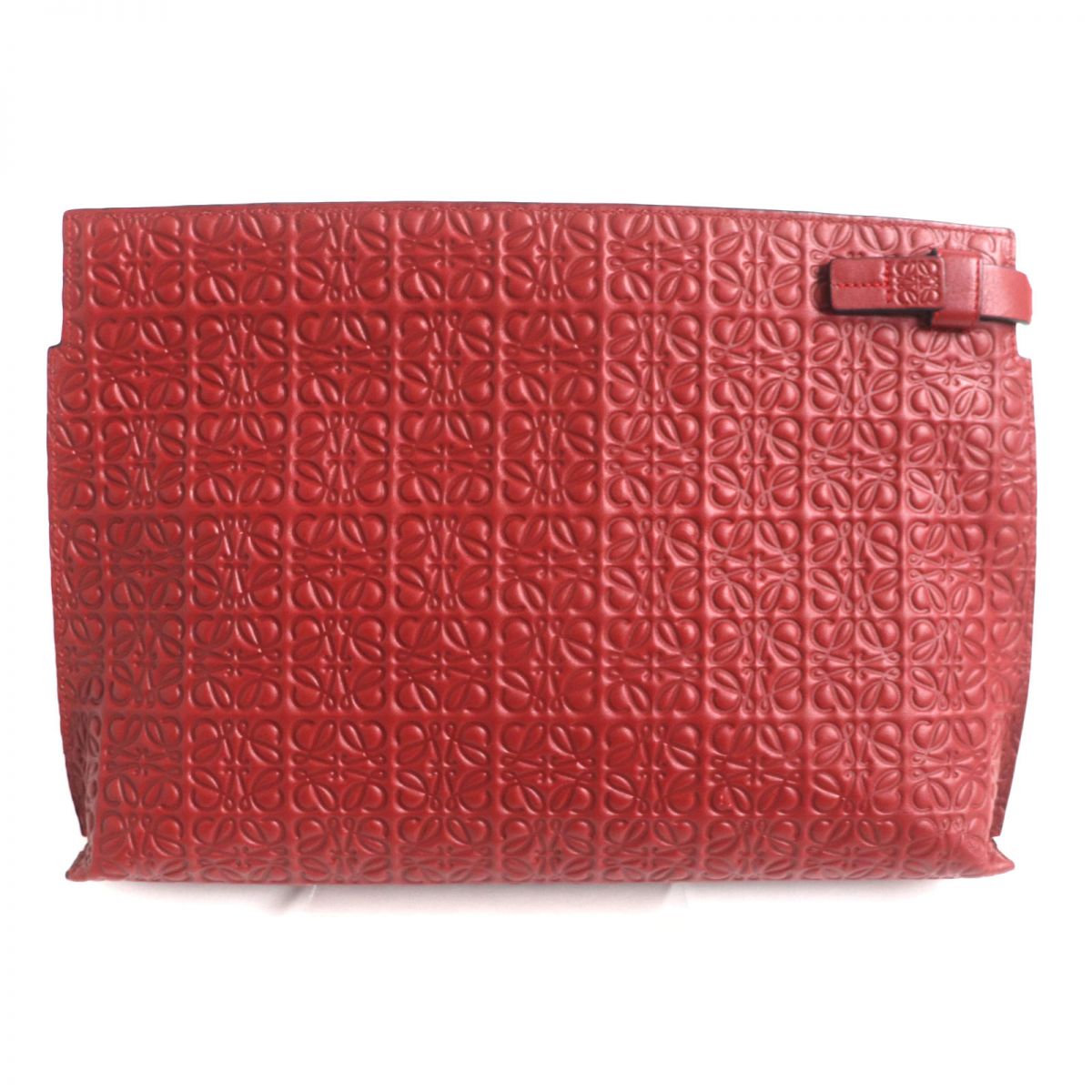 Loewe Anagram Leather Clutch Bag Red