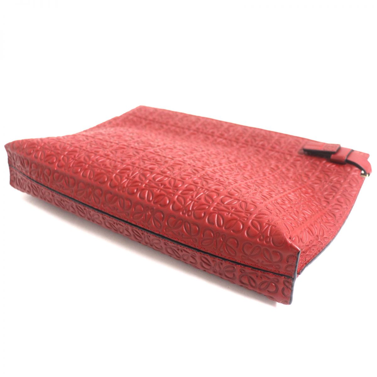 Loewe Anagram Leather Clutch Bag Red