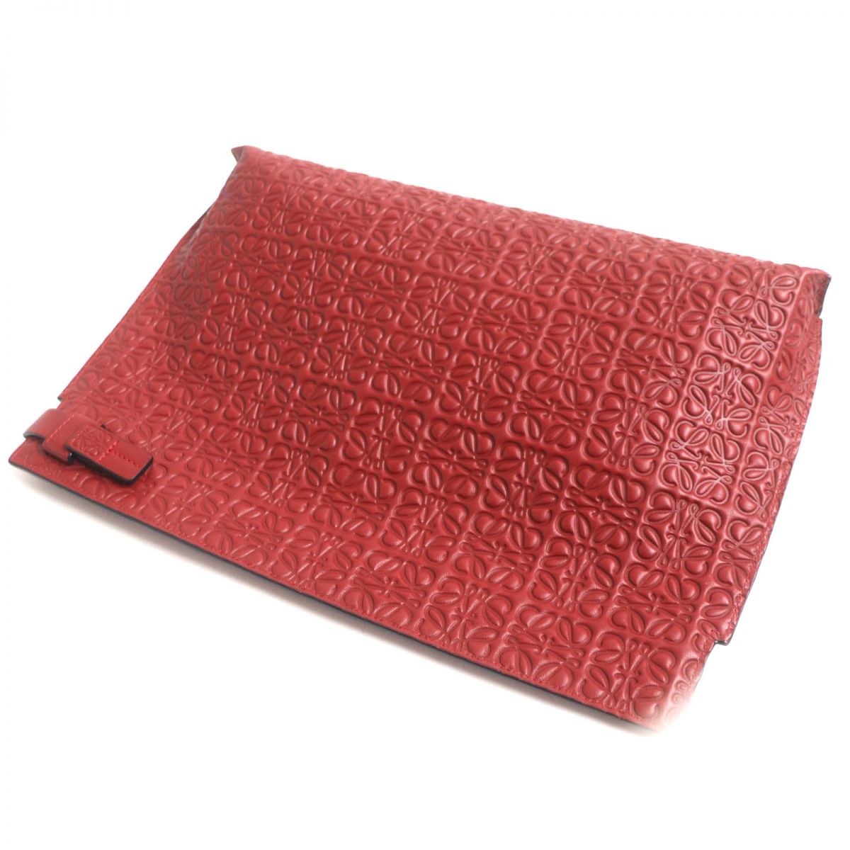 Loewe Anagram Leather Clutch Bag Red