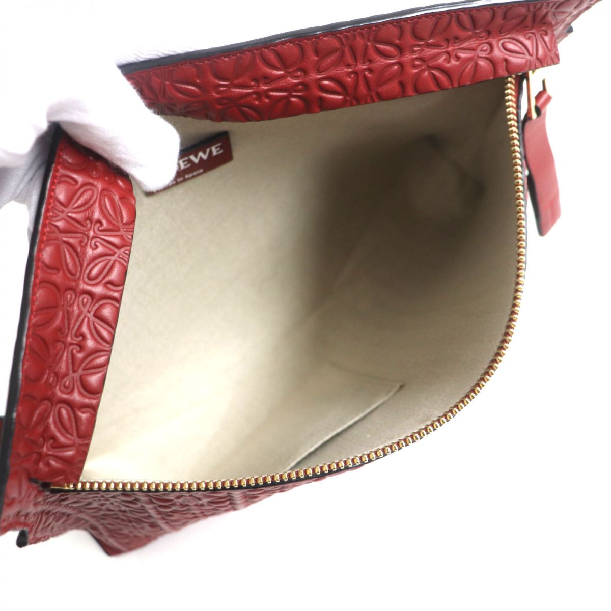 Loewe Anagram Leather Clutch Bag Red