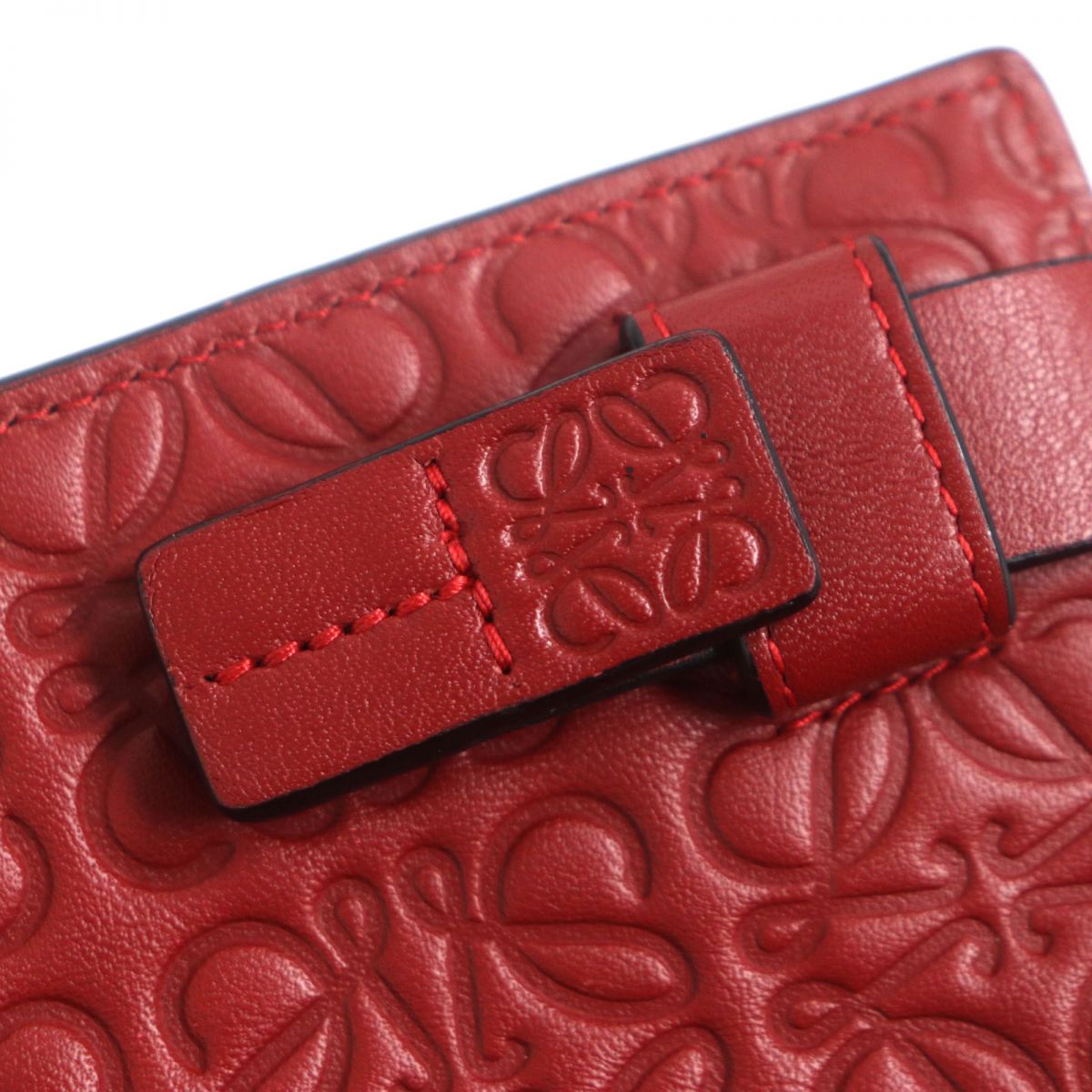 Loewe Anagram Leather Clutch Bag Red